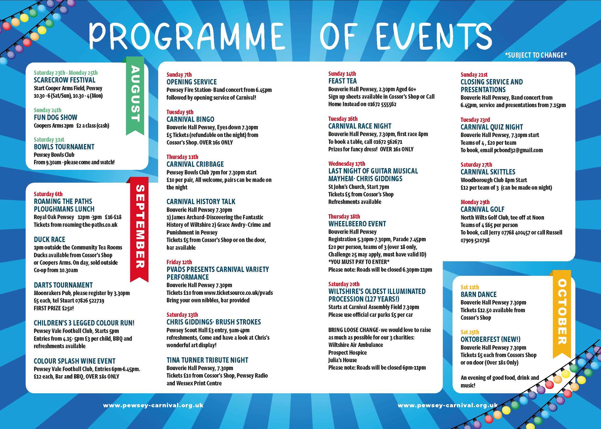 2025 Pewsey Carnival Programme of Events